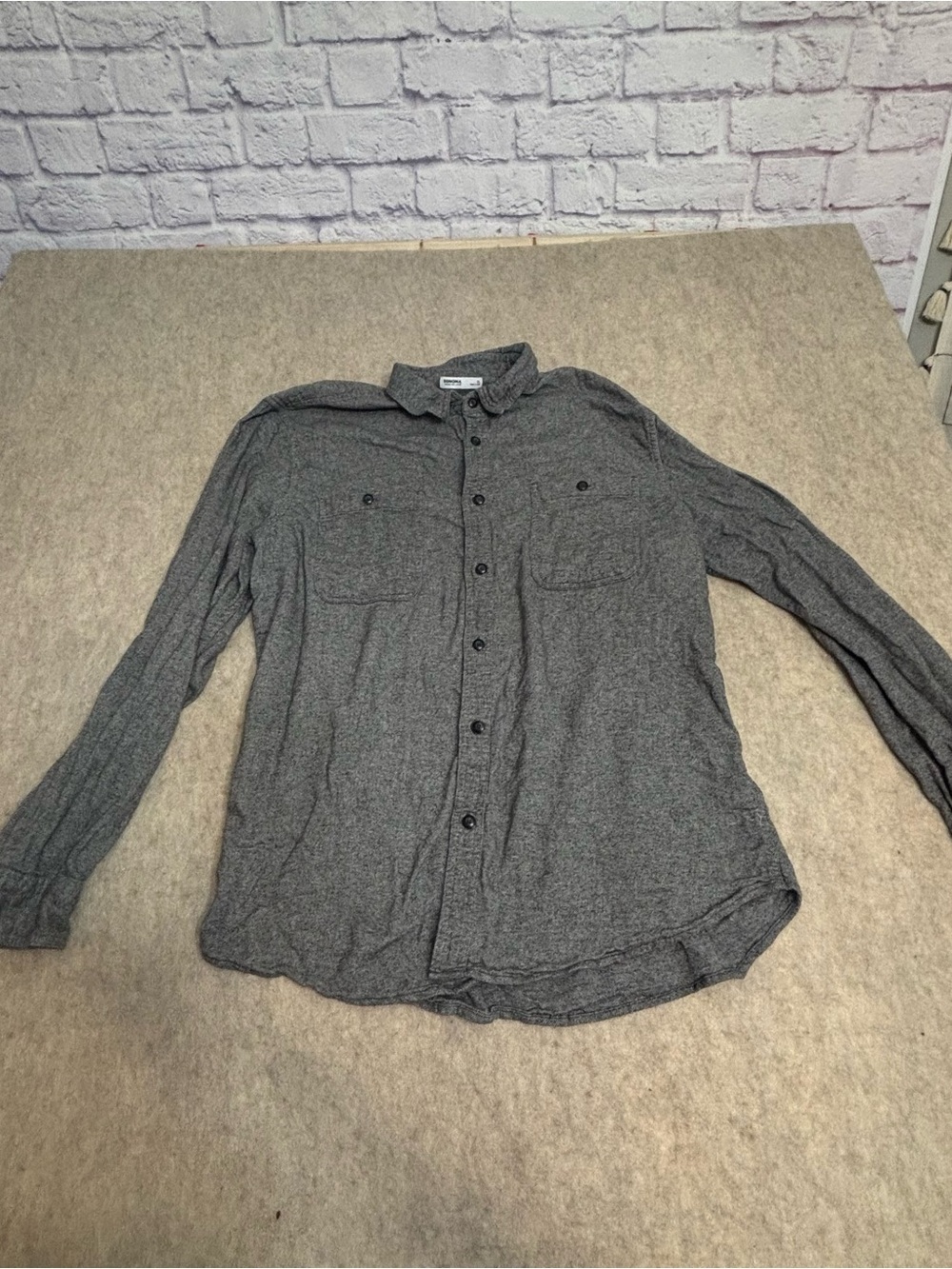 Sonoma Men's Grey Long-Sleeve Button-Down Shirt